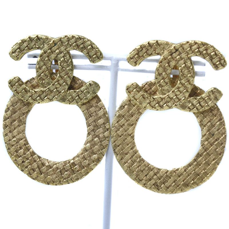 Chanel Coco Mark Mesh Gold Plated 29 Ladies 32.8g Earring
