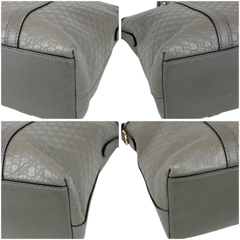 Gucci Micro Shimmer Leather Mini Tote Bag Shoulder Bag 2WAY Light Gray Leather