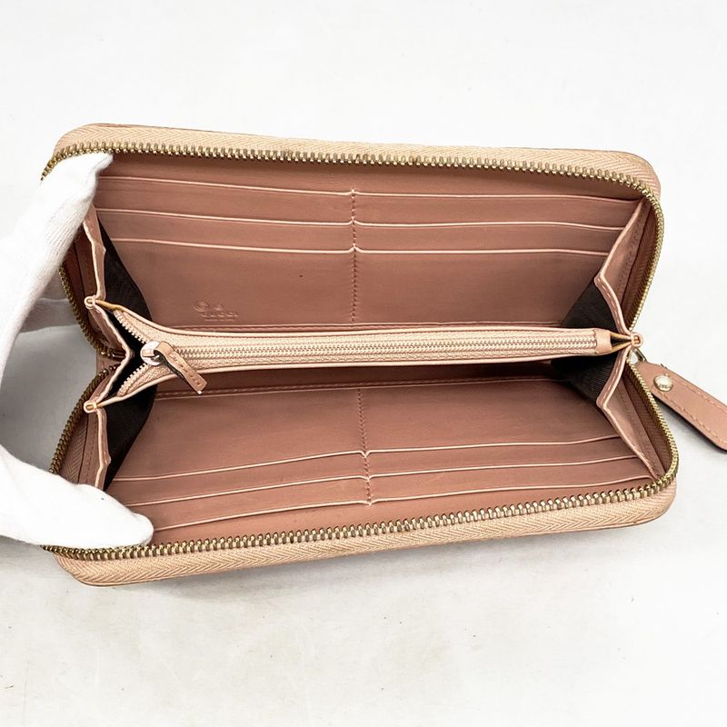 Gucci Long Wallet Micro Guccissima 449391 Leather Pink Chien Pan Gold Hardware