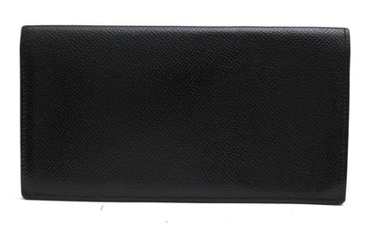 Hermes Long Wallet Men Leather Genuine Leather Black Mc2 Fleming No Change