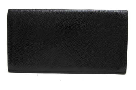 Hermes Long Wallet Men Leather Genuine Leather Black Mc2 Fleming No Change
