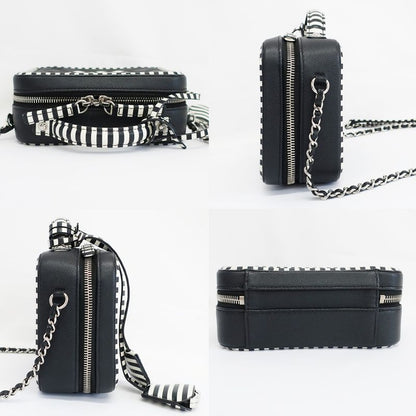 Chanel CC Filigree-chain Shoulder Bag White Black Svhardware Matelasse