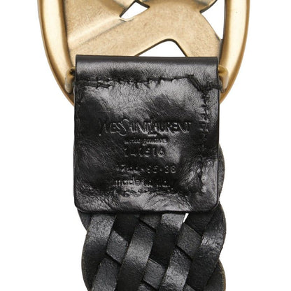 Saint Laurent YSL Logo Buckle Belt Size: 95/38 141516 Black Gold Leather Plated