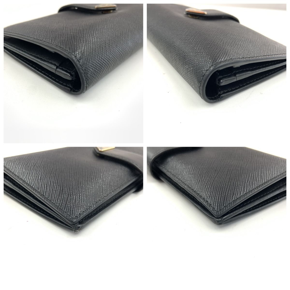 Prada Saffiano Triangle Logo Long Wallet 1mv025 Black