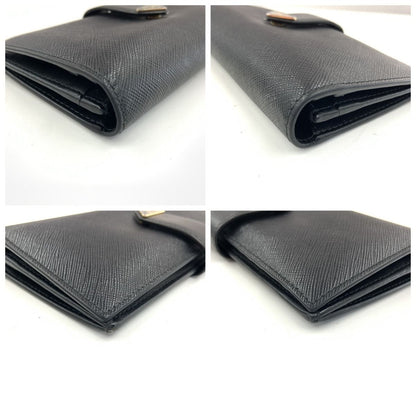 Prada Saffiano Triangle Logo Long Wallet 1mv025 Black
