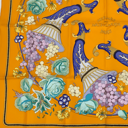 Hermes Carre 90 Scarf Silk Matsuzakaya Exclusive To Matsuzakaya Grape Blossoms