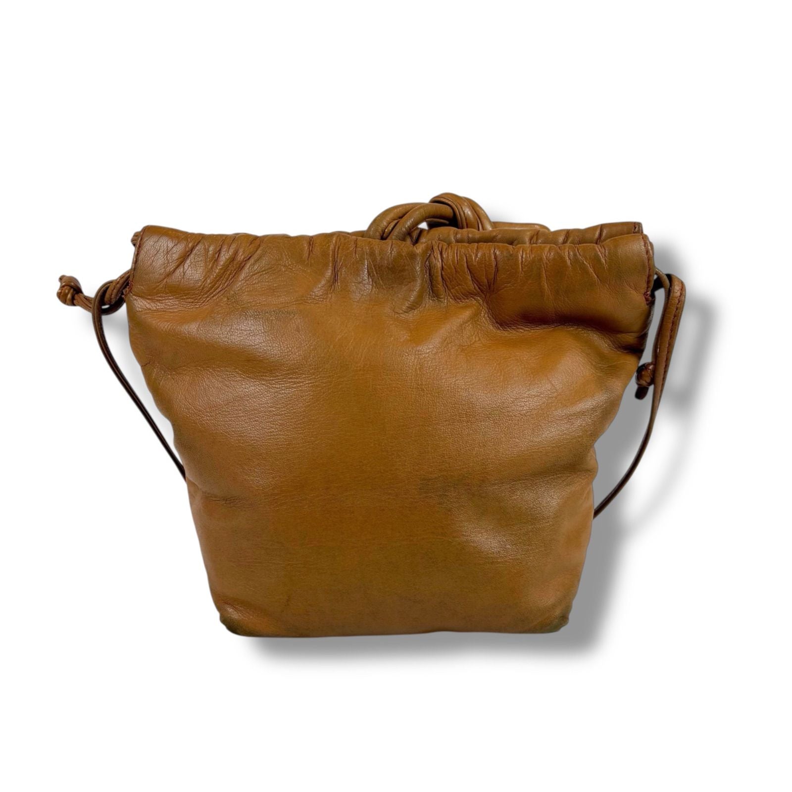 Loewe Drawstring Mini Shoulder Bag Anagram Logo Nappa Leather Brown Flamenco