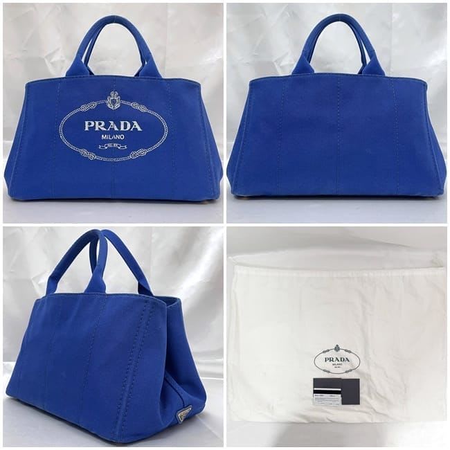 Prada Tote Bag Blue Cobalto Canapa