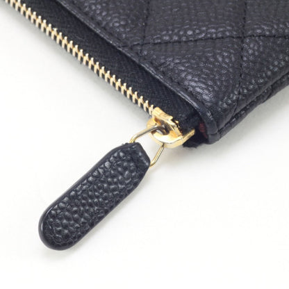 Chanel Women's Wallet Coin Case Caviar Skin 17133940 Black with Key Ring
