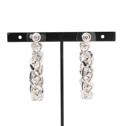Chanel Earrings Earring Silver Coco Mark Hoop Earrings