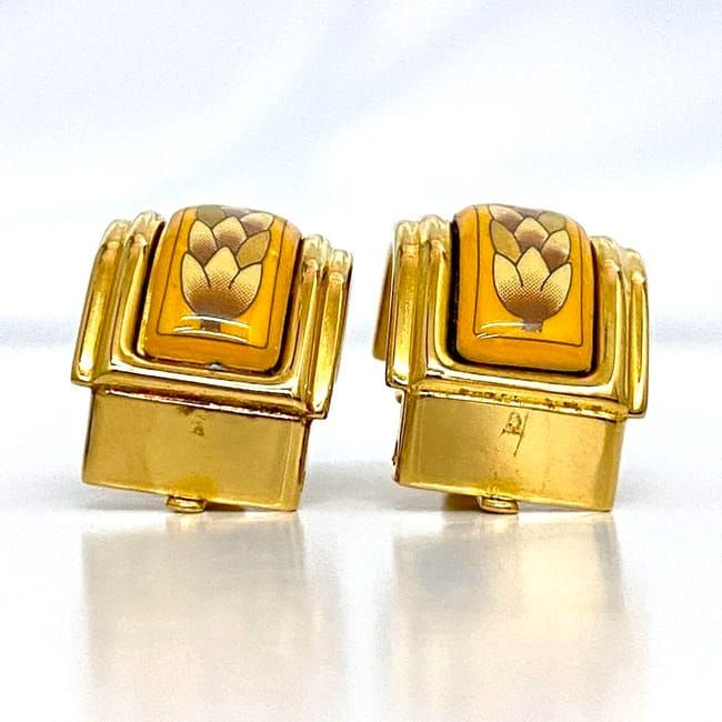 Hermes Earrings Ec21464 Gold GP Cloisonne