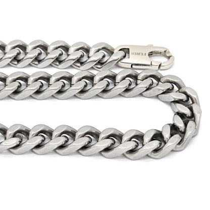 Fendi Baguette Necklace Chain Link Palladium Polished Metal 46cm (1811in) Long