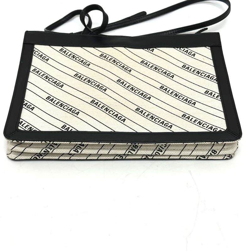 Balenciaga Shoulder Bag Total 528147 Leather / Canvas White And Black