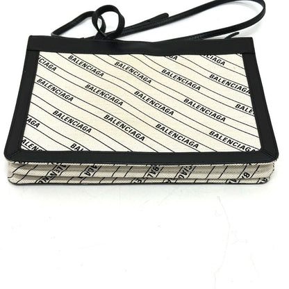 Balenciaga Shoulder Bag Total 528147 Leather / Canvas White And Black