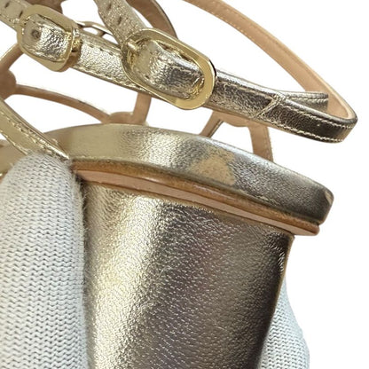 Good Christian DIOR CD Logo Leather Ankle Strap Low Heel Sandals 37 Equivalent