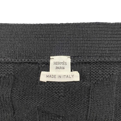 Hermes Knitted Cardigan 4e2706d3 Size 44 H Logo Wool Nylon Black Hermes