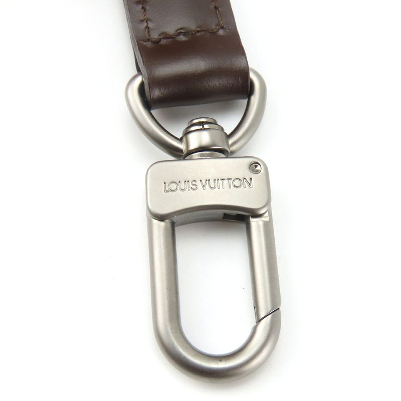 Louis Vuitton Shoulder Strap Leather Brown Adjustable Matte Silver Hardware