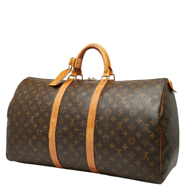 Louis Vuitton Monogram Keepall 55 Boston Bag Travel Bag M41424 Brown PVC