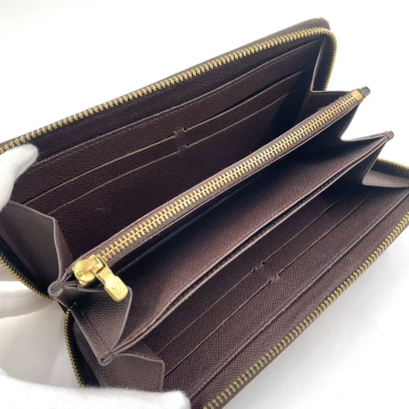 Louis Vuitton Zippy Wallet Damier Ebene Damier Ebene PVC Brown Round Zipper