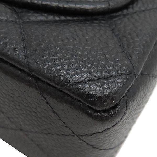 Chanel Shoulder Bag Mini Matelasse Caviar Skin Black Gold Hardware Chain