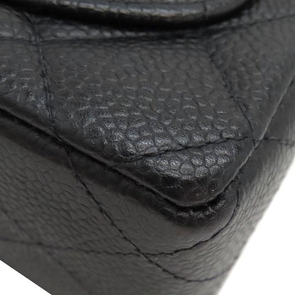 Chanel Shoulder Bag Mini Matelasse Caviar Skin Black Gold Hardware Chain
