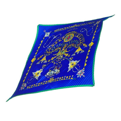 Hermes Silk Scarf Pleated Desert Accessories Blue