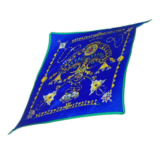 Hermes Silk Scarf Pleated Desert Accessories Blue