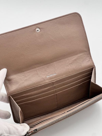 Balenciaga Long Wallet Logo Everyday Leather Beige 30bs131