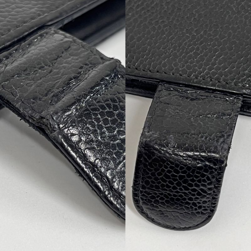 Chanel Caviar Skin CC Wallet Bifold Wallet Black Leather 30ka681