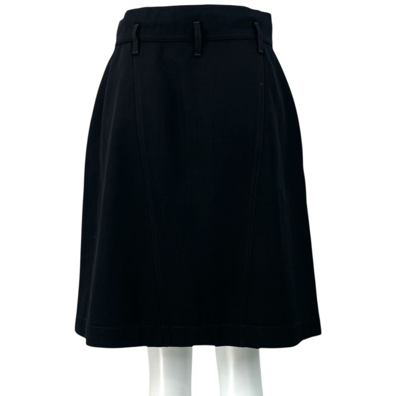 Chanel Coco Button Wool Skirt Black