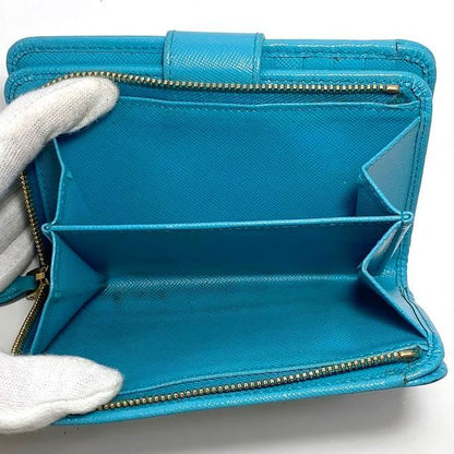 Prada Bifold Wallet Light Blue Saffiano