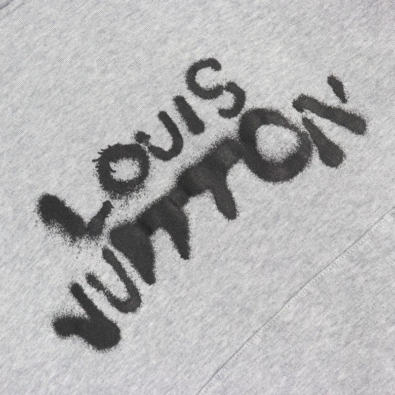 Louis Vuitton 21AW Neon Working Man 100% Cotton Logo Print Pullover Hoodie Grey