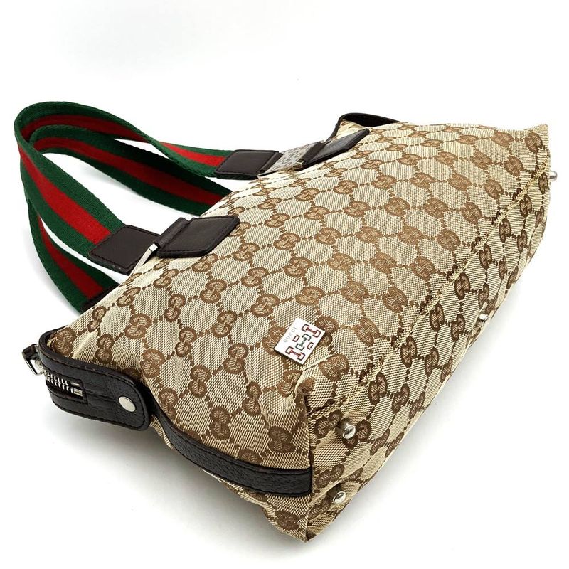 Gucci 145759 Handbag Brown GG Canvas Sherry Line Ladies Fashion Brand Name High