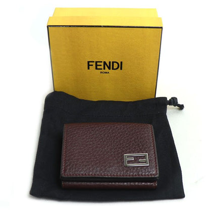Fendi FF Logo Compact Wallet Trifold Wallet Bordeaux 7m0280 Ladies Preowned