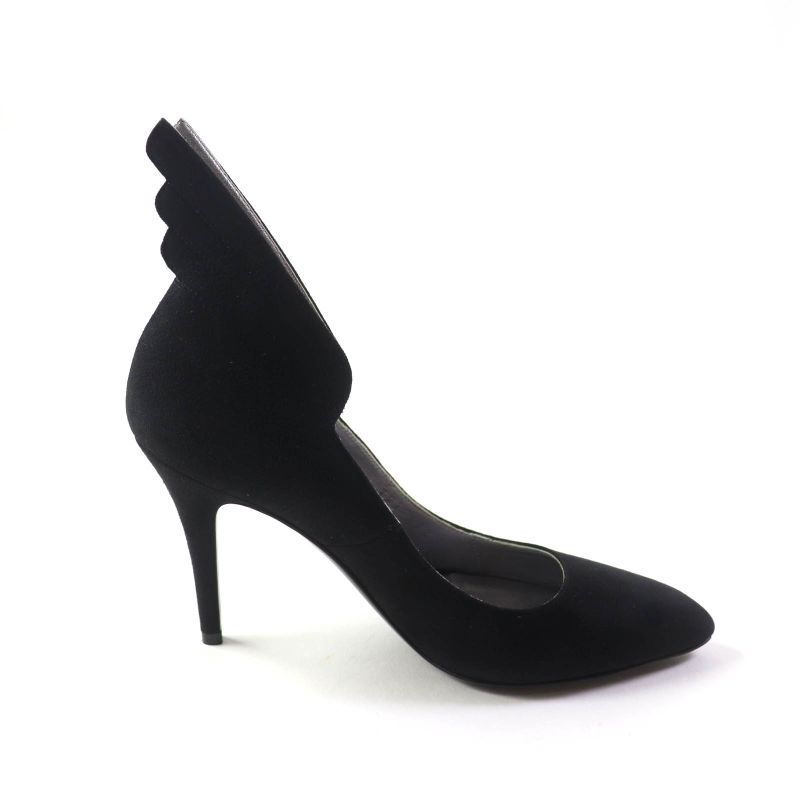 Hermes Vecteur Feather Motif Suede Leather Pumps Black 35 Storage With Bag Made