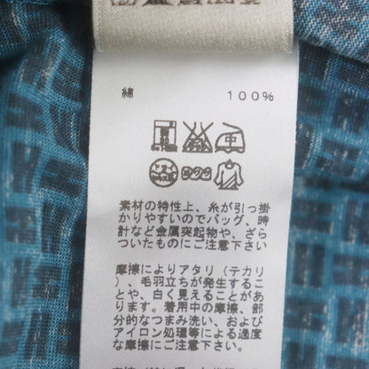 Hermes 100% Cotton Crew Neck Short Sleeved T-shirt With H Logo Blue M Made In