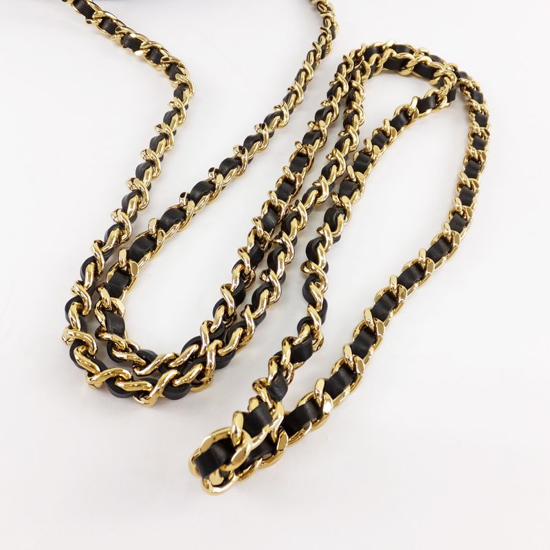 Chanel Round Chain Shoulder Cotton Round Shape Coco Mark Gold