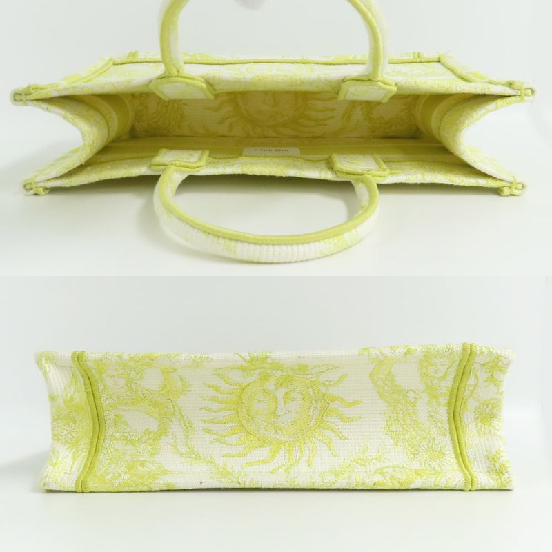 Christian Dior Book Tote Mini M1255zecq Handbag Yellow Canvas Ladies