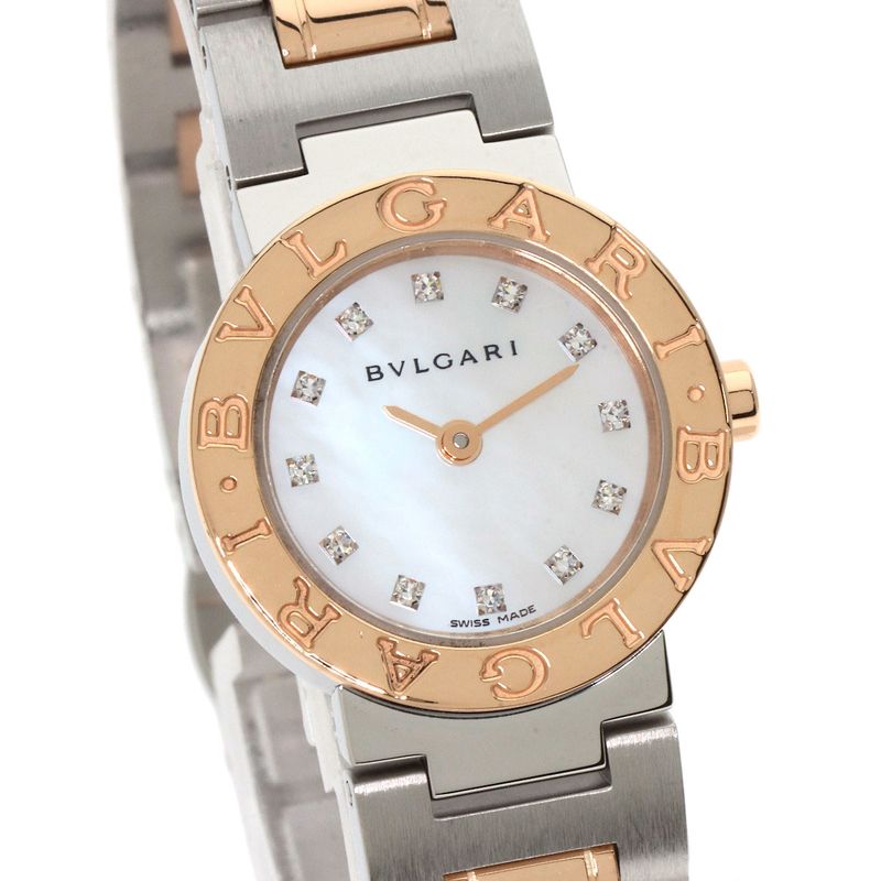 Bvlgari Bbp23sg Bvlgari 12P Diamond Watch SS Ssx18k Pink Gold Ladies