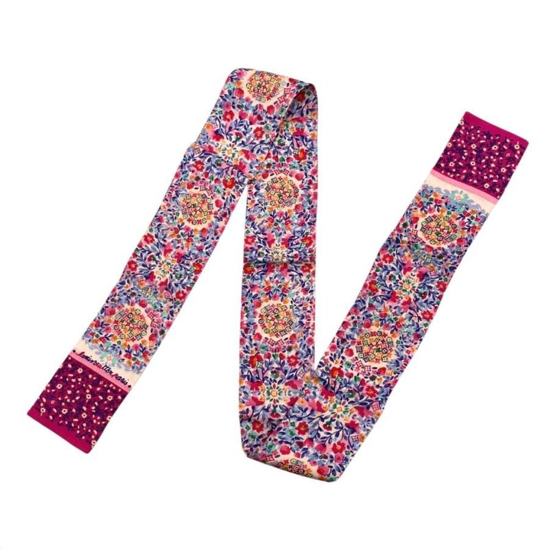 Louis Vuitton Silk Scarf Bandeau Catania M72853 Monogram Floral Pink Louis