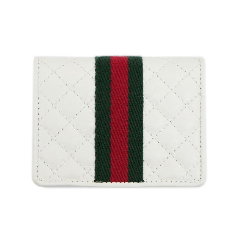 Gucci Sherry Line GG Quilted Compact Wallet 536453 White Leather Bifold