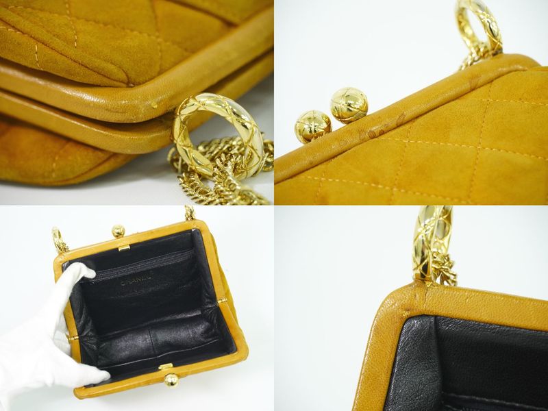 Authentic Chanel Coco Mark Chain Shoulder Bag Suede Leather Brownish Coco Mark