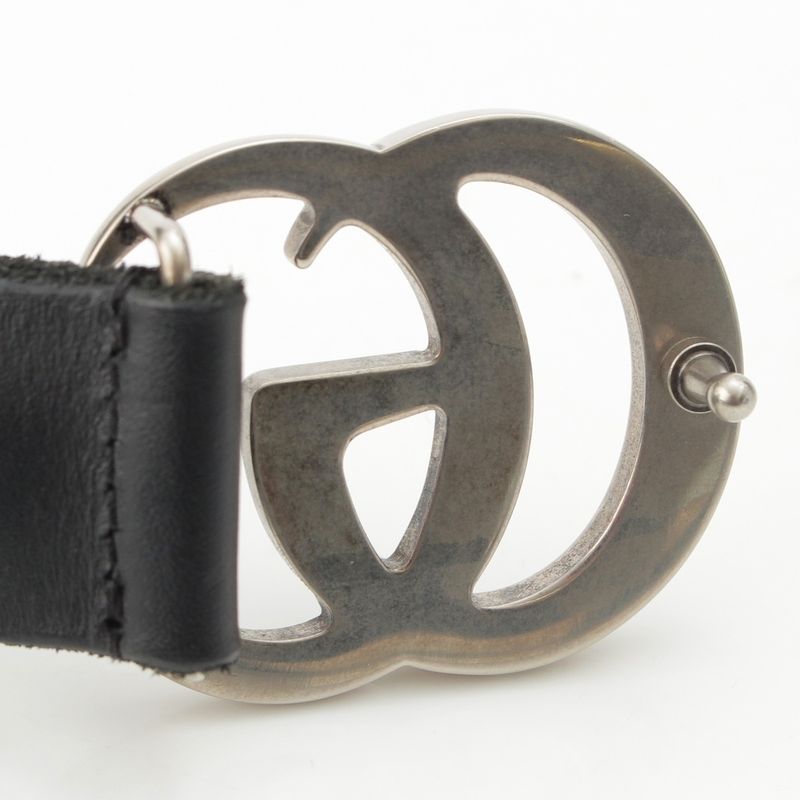 Gucci Leather GG Marmont Double G Slim Belt 414516 Black 7520