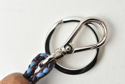 Prada Key Ring Key Holder Prada Wood Intrecciato Blue Light Blue Unused