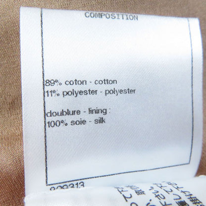 CHANEL P57978 French Sleeve Tweed Dress With Coco Mark Plate Beige Black 34