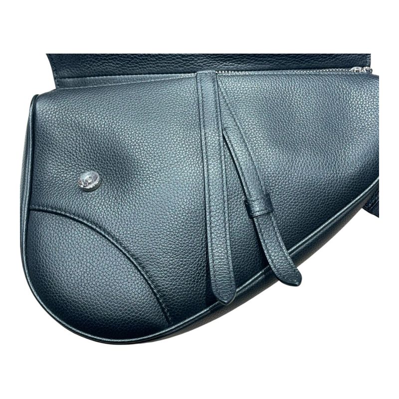 DIOR ⑤ 06-bo-0139 Leather Saddle Bag Unisex Black ONE SIZE