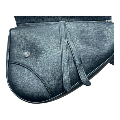DIOR ⑤ 06-bo-0139 Leather Saddle Bag Unisex Black ONE SIZE