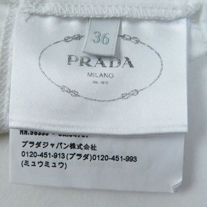 Prada 23SS P29980 Cotton Triangle Logo Embroidery Mesh Cropped Sleeveless Top/