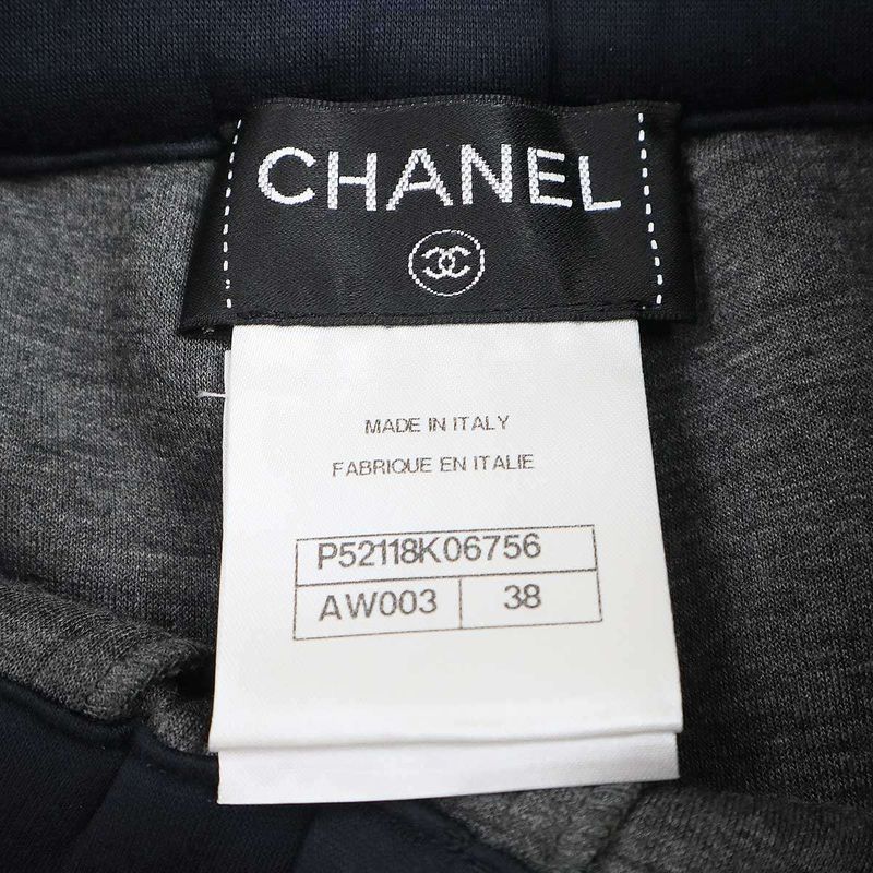 Chanel 2015 Coco Mark Stitch Bonding Jersey Pants P52118k06756 Aw003 Navy 38