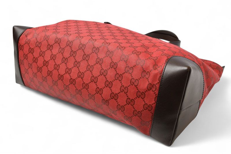 Gucci Tote Shoulder Bag Gucci Coated Canvas GG Dar Cles Red Sherry 308928